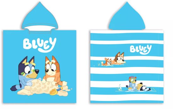 Bluey poncho - Bluey Sandy Fun Beach handdoekponcho 50x100 cm (Snel Drogen) - Bluey - Bluey handdoek