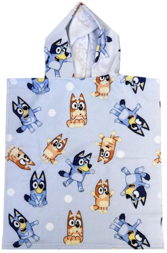 Bluey strandlaken poncho 50x115 cm, Bluey poncho, Poncho, Kinder poncho, Bluey, Badcape van Bluey