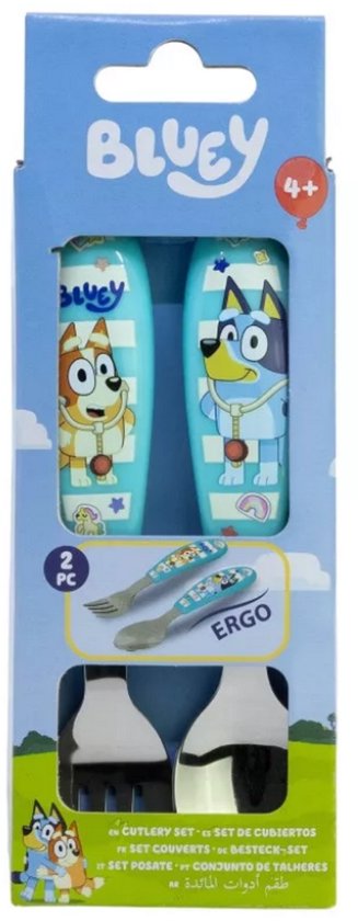 Bluey Yummy metalen ergonomische bestekset - 2 stuks van Bluey