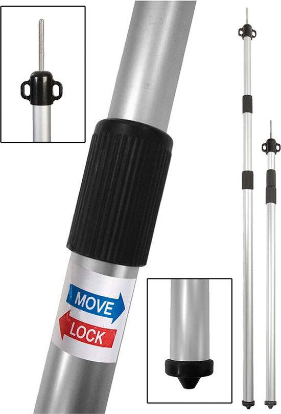 Bo-Camp - Tarp-/tentstok - Telescopisch - 102-260 cm van Bo-Camp