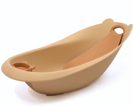 Bo Jungle - Babybadje met berenoortjes - Met badverkleiner /badinzet - Met Zeepbakje / Hulpstuk bij haren wassen - Afvoerstop - Bath Bear Terracotta van Merkloos