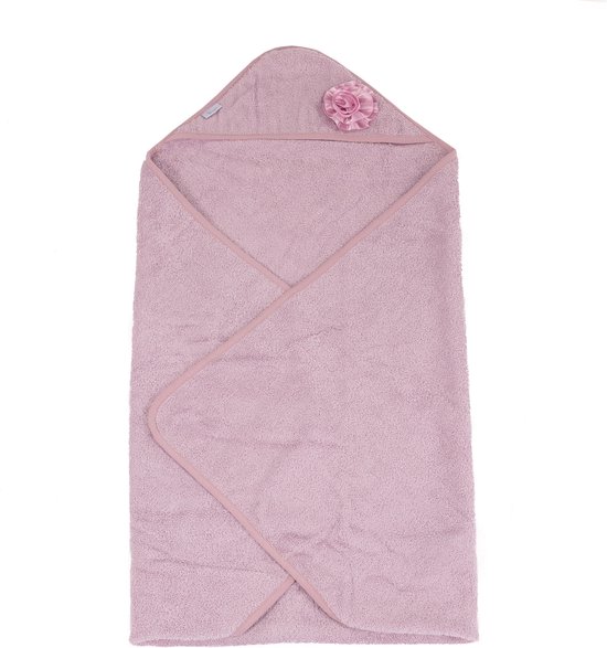 Bo Jungle - Badcape Baby Badstof - 100% organisch katoen 450g/m² - Ecologisch - Handdoek - Wikkeldoek - Kraamcadeau - 90 x 90 cm - Met capuchon - Bathcape Ecological Sponge Bloem Roze van Bo Jungle