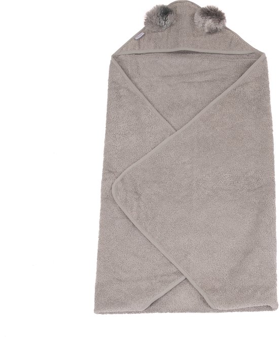 Bo Jungle - Badcape Baby Badstof - 100% organisch katoen 450g/m² - Ecologisch - Handdoek - Wikkeldoek - Kraamcadeau - 90 x 90 cm - Met capuchon - Bathcape Ecological Sponge Koala Grijs van Bo Jungle