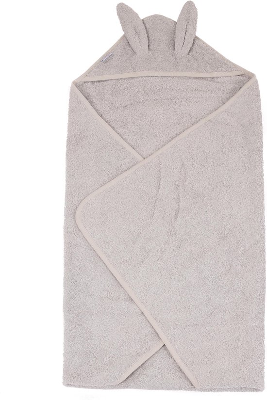 Bo Jungle - Badcape Baby Badstof - 100% organisch katoen 450g/m² - Ecologisch - Handdoek - Wikkeldoek - Kraamcadeau - 90 x 90 cm - Met capuchon - Bathcape Ecological Sponge Konijn Grijs van Bo Jungle