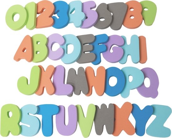 Bo Jungle - Badspeelgoed cijfers en letters - Waterspeeltjes - Bath foam numbers and letters (36 stuks) van Bo Jungle