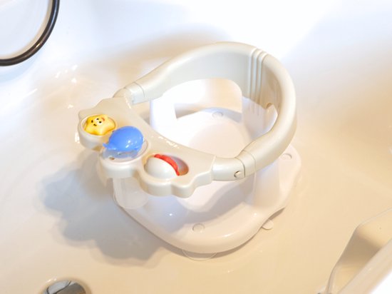 Bo Jungle - Badzitje baby - Met 4 zuignappen - Badring - Grote opening - 3 speeltjes - Hoge rugsteun - Vanaf 6 maanden - Bath Seat Beige/ Wit van Merkloos