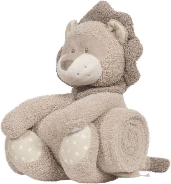 Bo Jungle - Dekentjes met knuffel - Badstof - Fleece - XL 75 x 100 cm - Wiegdeken - Pluche diertjes - Doodoo - Kraamcadeau - Push toy with banket Kenzi de Leeuw van Bo Jungle