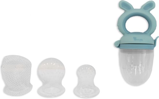 Bo Jungle - Fruit speen baby - Sabbelspeen bunny - 3 silicone spenen en 1 fruitnetje - Bunny Fruit Feeder 4-in-1 van Bo Jungle