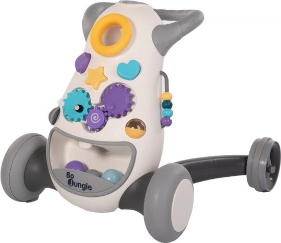 Bo Jungle - Looptrainer peuter - Loopwagen Baby - Babywalker - licht en muziek - Met ballen - Met Rem - Met opbergvak - Walking Aid Jumpy Grijs van Bo Jungle
