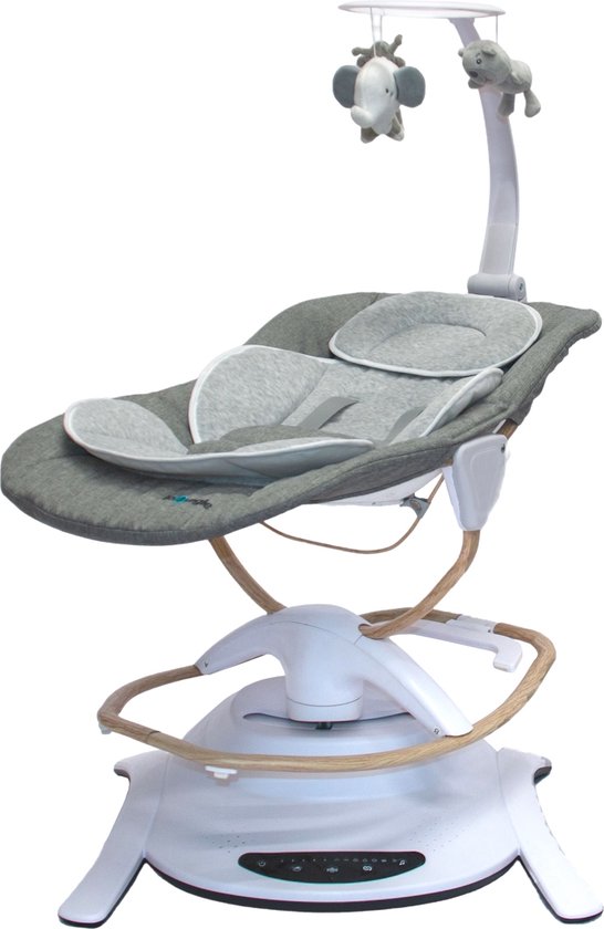 Bo Jungle Pure White Swinging Rocker with Removable Bouncer and 5-Point Harness - adjustable sea - removable rocker - Timer - Remote Control van Bo Jungle