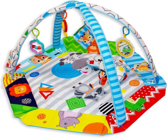 Bo Jungle - Speeltapijt Baby - Babygym - Ballenbad - Kleurrijk - Muziek - 'Tropical Discovery' Foldable Ball Pit Play Gym van Bo Jungle