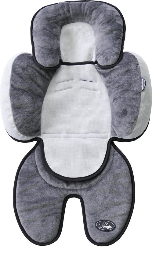 Bo Jungle - Verkleinkussen baby - Autostoeltje - Maxi Cosy - Stoelverkleiner - Buggy - Kinderwagen - Draagmand - Ondersteuning hoofdje - Universeel - Waterdichte onderkant - Snooze 3 in 1 Grijs van Merkloos