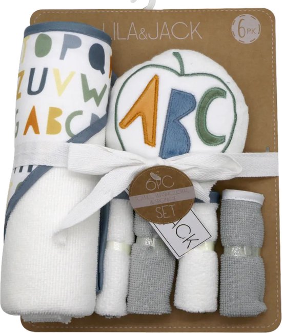 Bo & Mila - Baby Bad Set - ABC - Badcape - Handdoek - Spons - Cadeauset - Baby Geschenk - Baby Shower van Bo & Mila