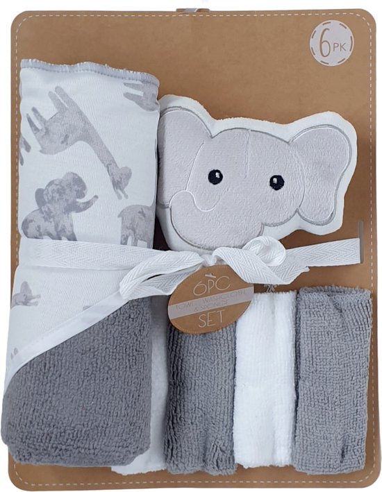 Bo & Mila - Baby Bad Set - Olifant - Badcape - Handdoek - Spons - Cadeauset - Baby Geschenk - Baby Shower van Bo & Mila