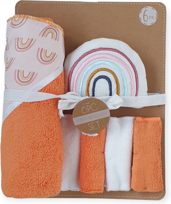 Bo & Mila - Baby Bad Set - Regenboog - Badcape - Handdoek - Spons - Cadeauset - Baby Geschenk - Baby Shower van Bo & Mila