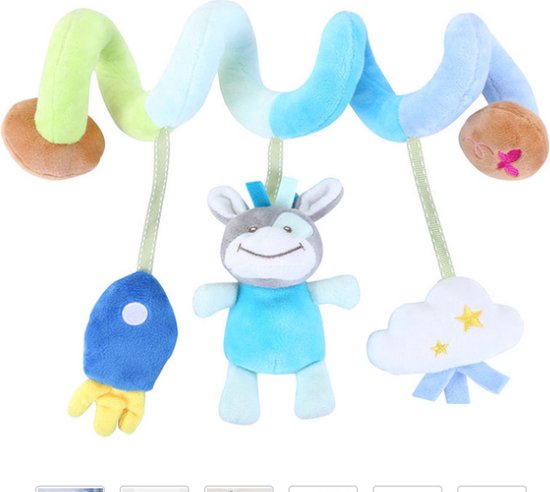 Bo & Mila - Boxspiraal Koe - Blauw - Kinderwagen Speeltje - Activiteitenspiraal - Autostoel Speelgoed - Baby - Maxi Cosi Spiraal van Bo & Mila