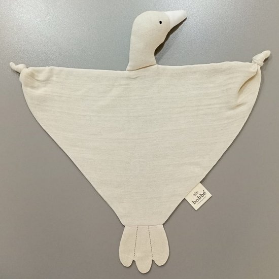 Bobbé | Hydrofiel Knuffeldoekje Gans | Beige | 40 x 40 | Kraamcadeau | Babyknuffel van Bobbé