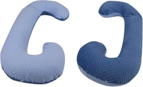 Body pillow - 240 cm - minky dot en ruitjes - blauw van Niñio & Co