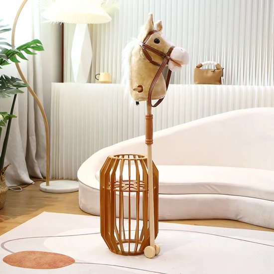 BOECK - Hobby Horse Stokpaard - Hobby horse stokpaarden - Met geluid - Houten speelgoedpaardje - Pluche speelgoedpaard - Stokpaardje met Teugels – Zacht en Stevig - Trendy nu van Merkloos
