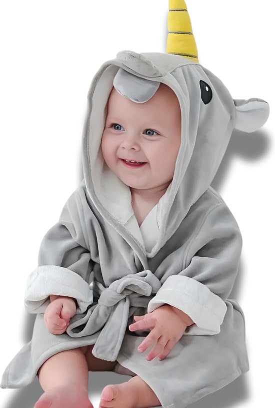 BoefieBoef Eenhoorn Bamboe Baby Badjas 0-2 Jaar (85 cm lang max) - Luxe, Superzacht & Hypoallergeen - Eco Kinderbadjas met Dieren Capuchon - Absorberende Peuter Handdoek Jongen & Meisje - Cadeau Zwemles, Carnaval, Verjaardagen of Kraam - Unicorn van Merkloos