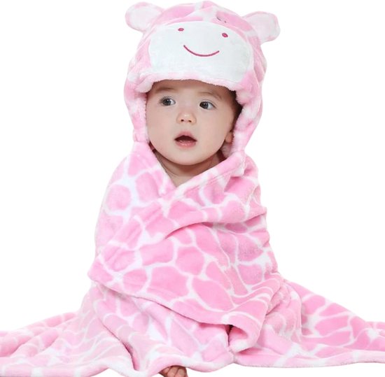BoefieBoef Giraffe 2-in-1 Fleece Badcape & Wikkeldeken voor Baby's/Peuters met Dierencapuchon: Warm, Zacht & Comfortabel - Ideaal als Kerst- Verjaardags of Kraamcadeau – Roze van Merkloos