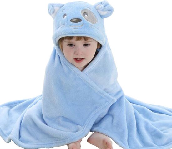 BoefieBoef Hamster 2-in-1 Fleece Badcape & Wikkeldeken voor Baby's/Peuters met Dierencapuchon: Warm, Zacht & Comfortabel - Ideaal als Kerst- Verjaardags of Kraamcadeau – Blauw van Merkloos
