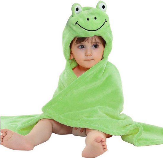 BoefieBoef Kikker 2-in-1 Fleece Badcape & Wikkeldeken voor Baby's/Peuters met Dierencapuchon: Warm, Zacht & Comfortabel - Ideaal als Kerst- Verjaardags of Kraamcadeau – Groen van Merkloos
