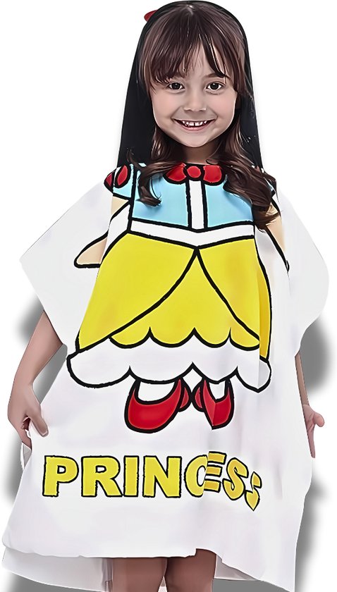 BoefieBoef Kinder Badponcho - Baby Badcape - Microfiber Kleuter Badjas Met Capuchon - Kerst Cadeau - Peuter Strandponcho Voor Kinderen tot 6 jaar - 60x90cm - BSneeuwwitje Prinses Wit Sprookje - meisje - Peuter - Zomer - Strandlaken - Surfponcho