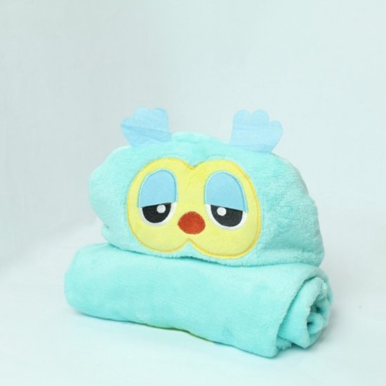 BoefieBoef Uil Blauw 2-in-1 Fleece Badcape & Wikkeldeken voor Baby's/Peuters met Dierencapuchon: Warm, Zacht & Comfortabel - Ideaal als Kerst- Verjaardags of Kraamcadeau – Uil Blauw van BoefieBoef