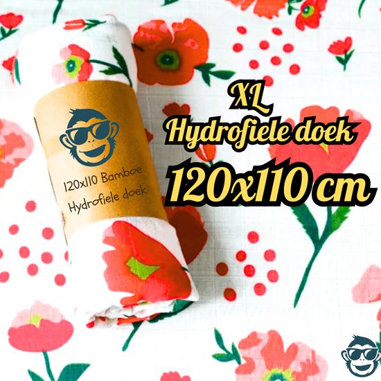 BoefieBoef XL Hydrofiele Doek 120x110cm - Zachte Bamboe Swaddle, Inbakerdoek, Mousseline Doek voor Baby's en Newborns 0 tot 12 maanden - Roos Rood - Dubbellaags, Ademend en Absorberend - Kerst en KraamCadeau - - Duurzaam - Babydeken - Wit
