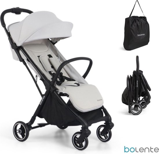 Bolente Beetle Compacte Buggy Grijs | Klein Opvouwbaar | Lichtgewicht | Reis Buggy | Plooibuggy | Kinderwagen | 0 tot 4 jaar | Inclusief Draagtas van Bolente