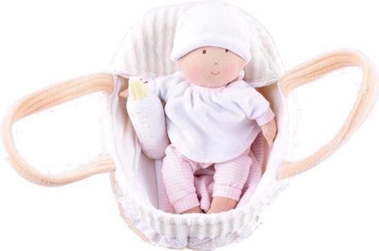 Bonikka Knuffelpop In Draagwieg Wit/roze 23 Cm van Bonikka.