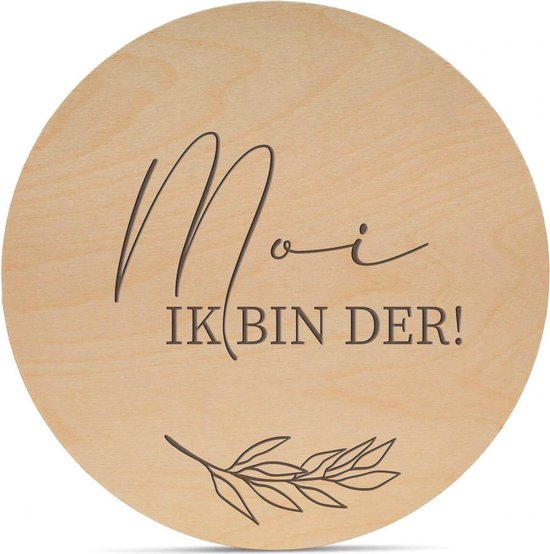 BONT | Mijlpaalcirkels Hout - Moi ik bin der GRONINGS - Lasergravure - Baby - Rond - Milestone kaarten - Babyshower of kraamcadeau - Newborn - Weken en maanden - Zwanger - Geboorte cirkels van BONT