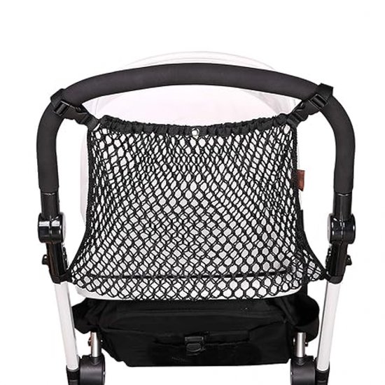 Boodschappennet kinderwagen & buggy-Boodschappen Net Voor De Kinderwagen-Kinderwagen/Buggy Net-- Buggy netje -Universele Net Voor De Buggy - Zwart-Eenvoudig te bevestigen-Stretch materiaal van Merkloos