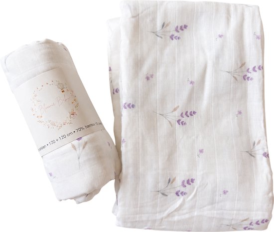Boomie Baby | Hydrofiele Doek XL Lavendel – 120x120 cm | Baby Doek Bamboe | Kraamcadeau
