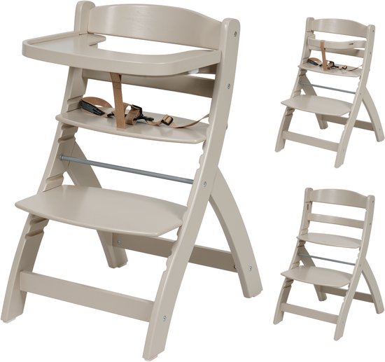 Born Lucky® Kinderstoel / Eetstoel baby – In Hoogte Verstelbaar & Inclusief Eetblad – Vanaf 6 maanden - Clay van Merkloos