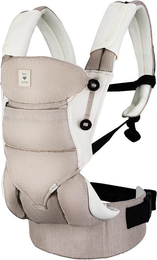 Born Lucky Verstelbare Draagzak - Vanaf 4 tot 36 Maanden - Buik en Rugdrager - Inclusief Zonnenkap - Taupe van Born Lucky