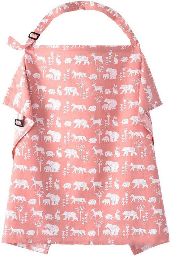 Borstvoedingsdoek - Voedingsdoek - Afschermdoek - Roze Diertjes van Fephas