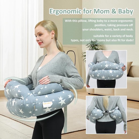 Borstvoedingskussen, XXL, zwangerschapskussen, zijslaapkussen voor baby's, zwangerschapskussen voor baby's, zwangerschapskussen met katoenen voedingskussen, verstelbaar kussen, van Baninni
