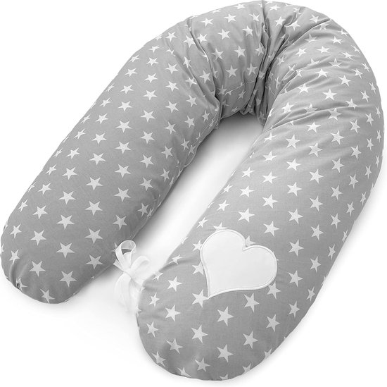 Borstvoedingskussen, zijslaapkussen, XXL, zwangerschapskussen, 170 cm, borstvoedingskussen, klein, vormvast, wasbaar, katoenen overtrek met ritssluiting van HOBEA-Germany