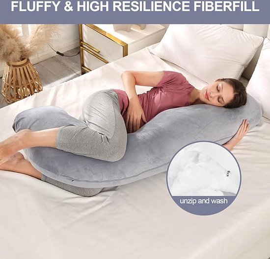 Borstvoedingskussen,zijslaapkussen, Katoen -pregnancy pillow, support pillow 65*125cm - J Shape van Littlefine