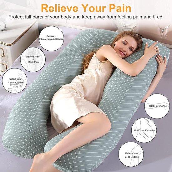 Borstvoedingskussen,zijslaapkussen, Katoen -pregnancy pillow, support pillow 70*145cm - U Shape van Litollo