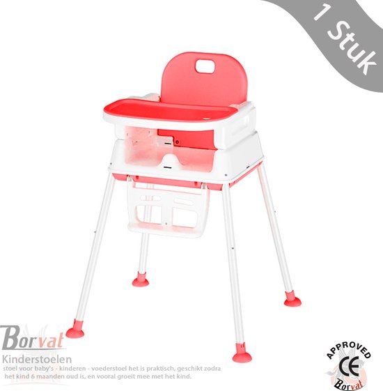 Borvat® Multifunctionele Kinderstoel 3-in-1 - Veilig en Praktisch - Voor Baby's van 6m+ - Kleur:Licht rood van Borvat