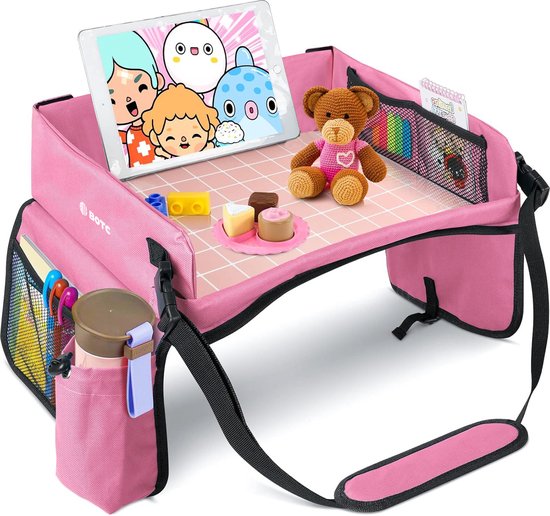 BOTC Auto organizer kinderen - Reistafel voor Kinderen - Opvouwbaar - Auto Organizer - Roze van BOTC
