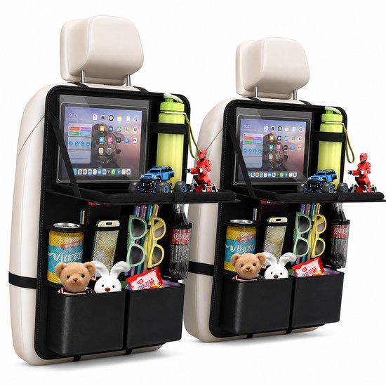 BOTC Autostoel Organizer met Tablet Houder - Waterdicht - 13 zakken - Set van 2 - Luxe & stevige autostoel organizer - Zwart van BOTC
