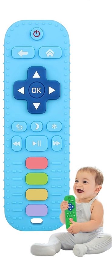 BOTC Baby Afstandsbediening - Babybijtring - Kauwspeeltje voor baby's van 3-24 maanden - TV-Afstandsbediening - 1 stuk - Blauw van BOTC