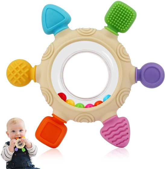 BOTC Baby bijtringen speelgoed - voor 0-12 maanden - Baby rammelaar bijtring sensorisch speelgoed van Merkloos