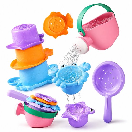 BOTC Badspeelgoed Baby & Peuter - 5 Stuks Schimmelvrij Waterspeelgoed - Badspeeltjes voor Kinderen vanaf 1 Jaar - Ook voor Strand & Zwembad