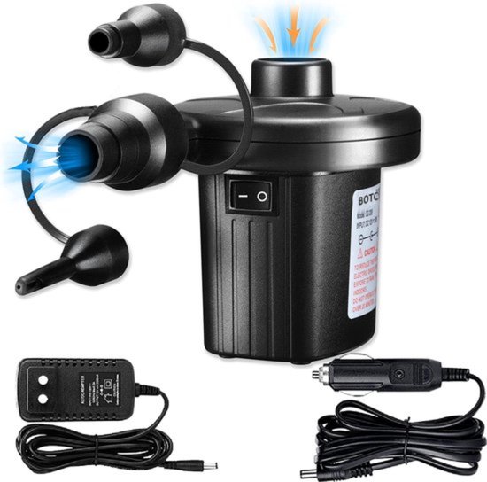 BOTC Elektrische pomp luchtbed - Luchtbedpomp - Stekker en Autolader - Compact - Zwart van BOTC