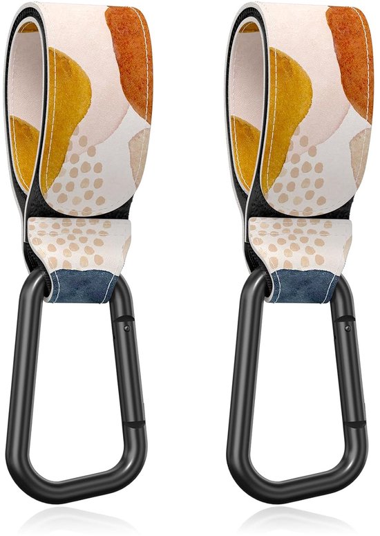 BOTC Kinderwagen tassenhaakjes - Leer - Haakjes voor tassen - Set van 2 - Leather - Extra stevig - Buggy haakjes-Abstract vlekken van Merkloos